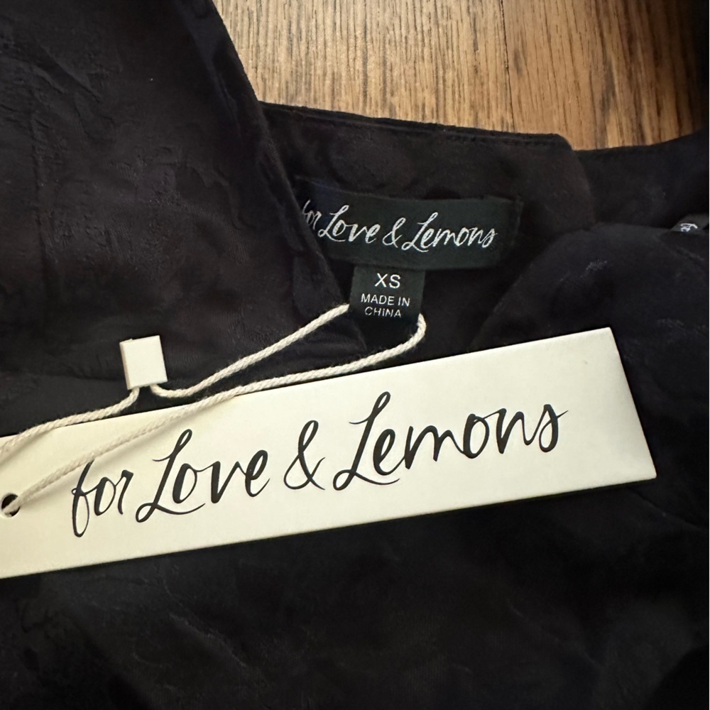 For Love & Lemons Black Gabrielle Puff Sheer Long Sleeve Mini Dress XS NWT - Picture 4 of 12